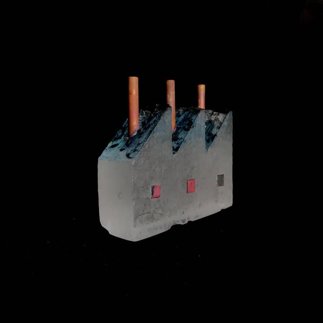 ガラス作家 佐伯泰典作 「夢工場 夜の天蓋」お香立て